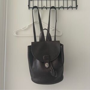 Brown Leather Backpack with turnlock closure